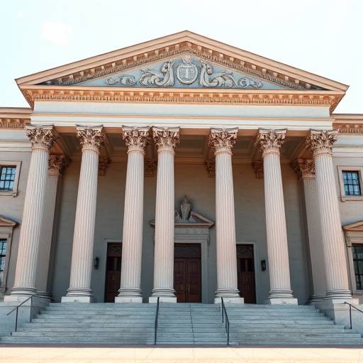Exterior of a classic courthouse building with grand columns and a stately architectural design.